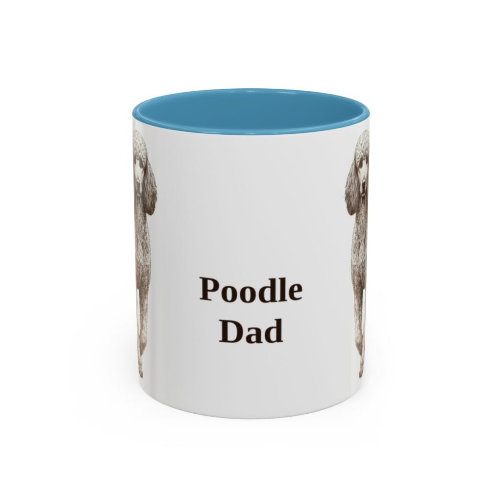 11oz-poodle-mug-dad-light-blue 11oz Poodle Dog Dad Mug, Light Blue, front view