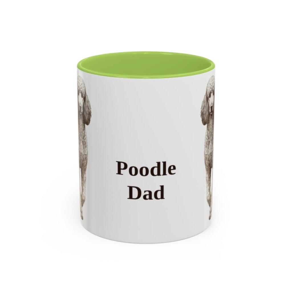 11oz-poodle-mug-dad-light-green 11oz Poodle Dog Dad Mug, Light Green, front view