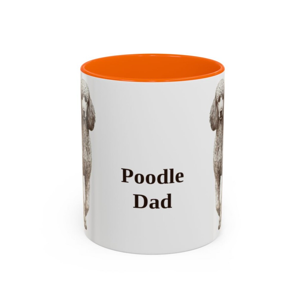 11oz-poodle-mug-dad-orange 11oz Poodle Dog Dad Mug, Orange, front view