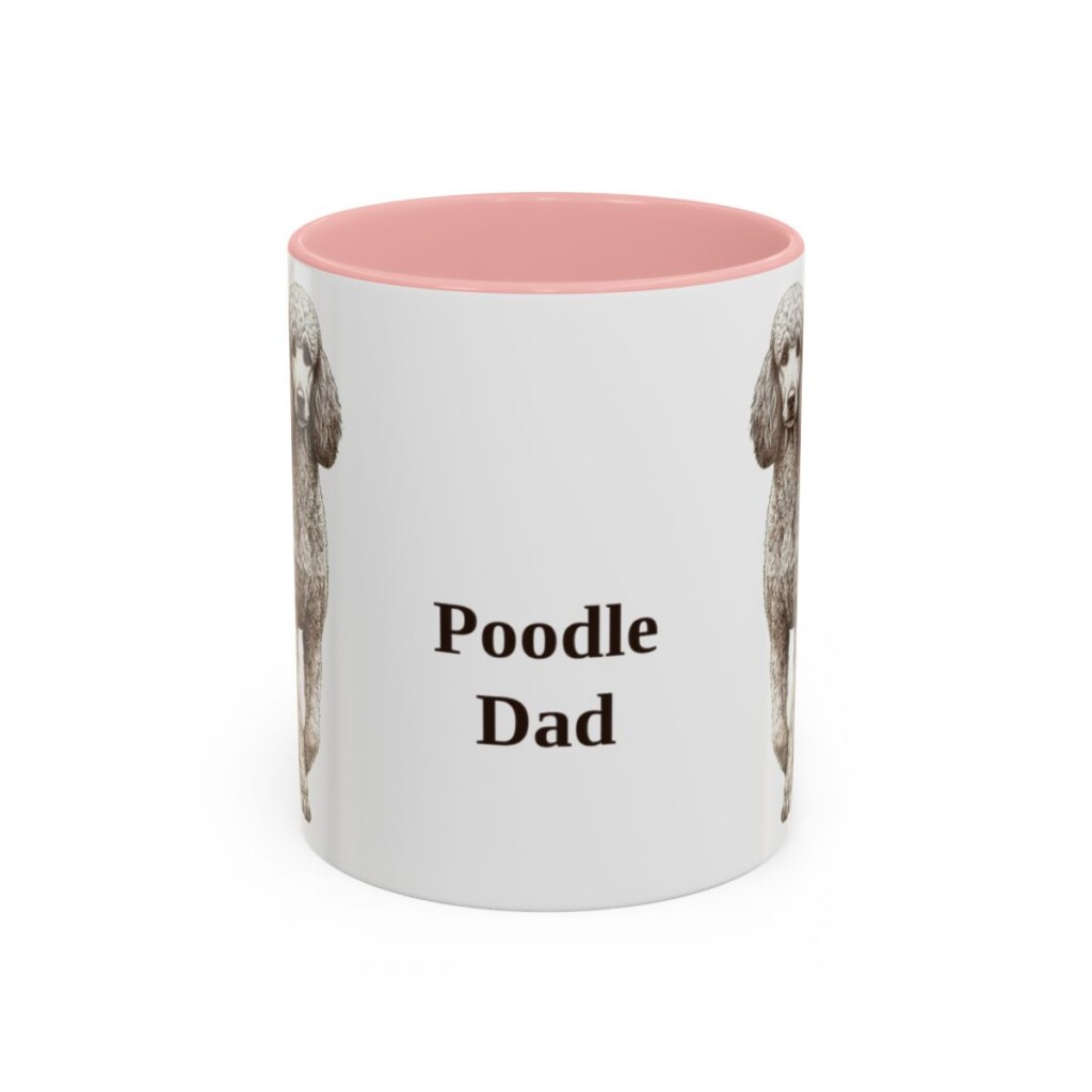 11oz-poodle-mug-dad-pink 11oz Poodle Dog Dad Mug, Pink, front view
