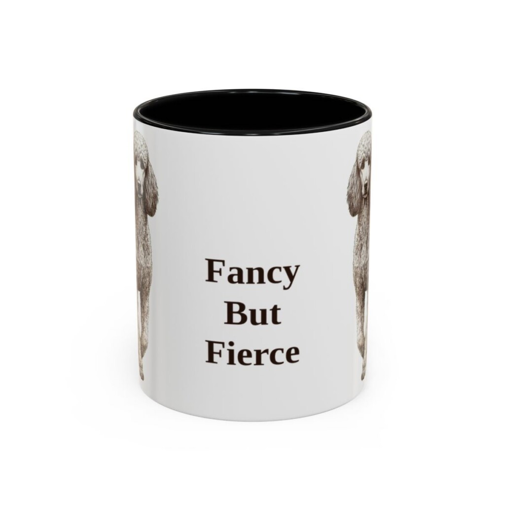11oz Funny Poodle Mug, Black, front view