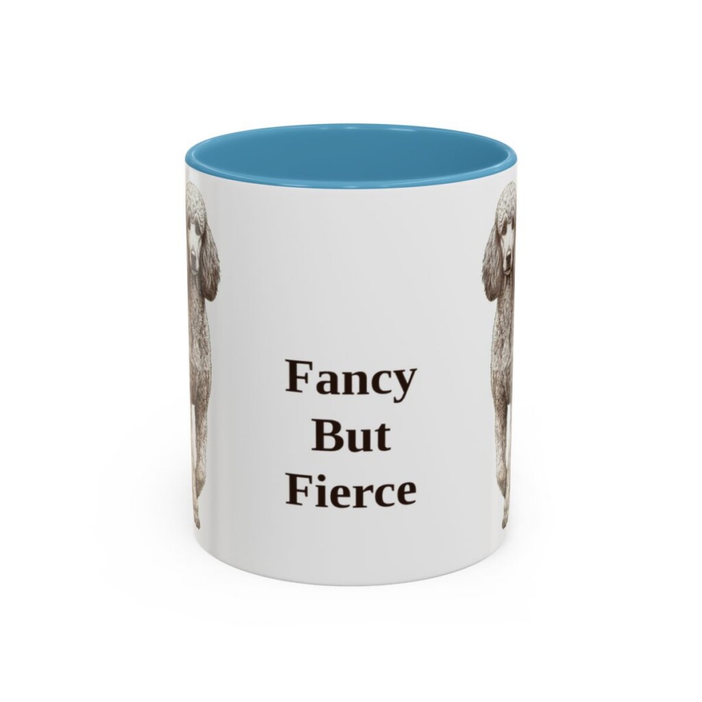 11oz Funny Poodle Mug, Light Blue, front view