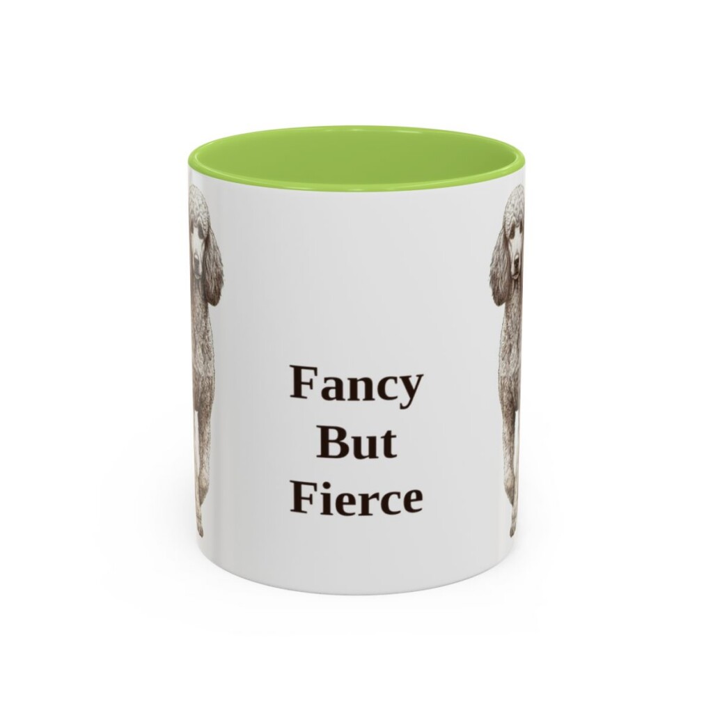 11oz Funny Poodle Mug, Light Green, front view