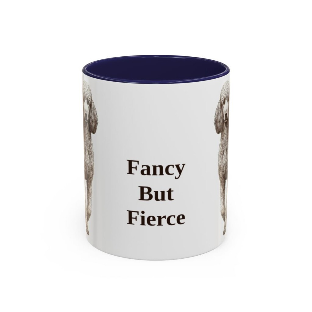 11oz Funny Poodle Mug, Navy, front view