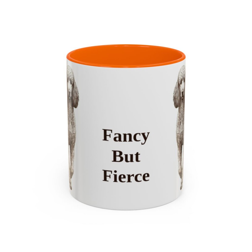 11oz Funny Poodle Mug, Orange, front view