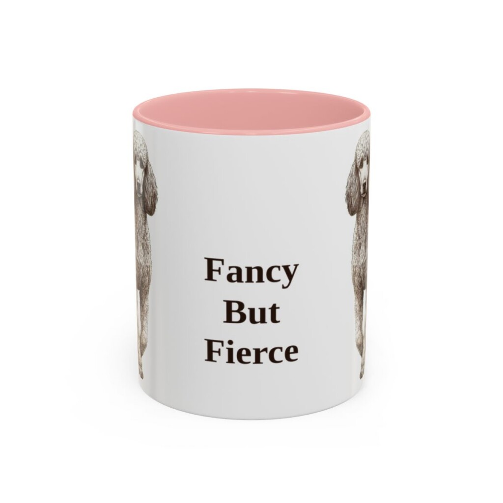 11oz Funny Poodle Mug, Pink, front view