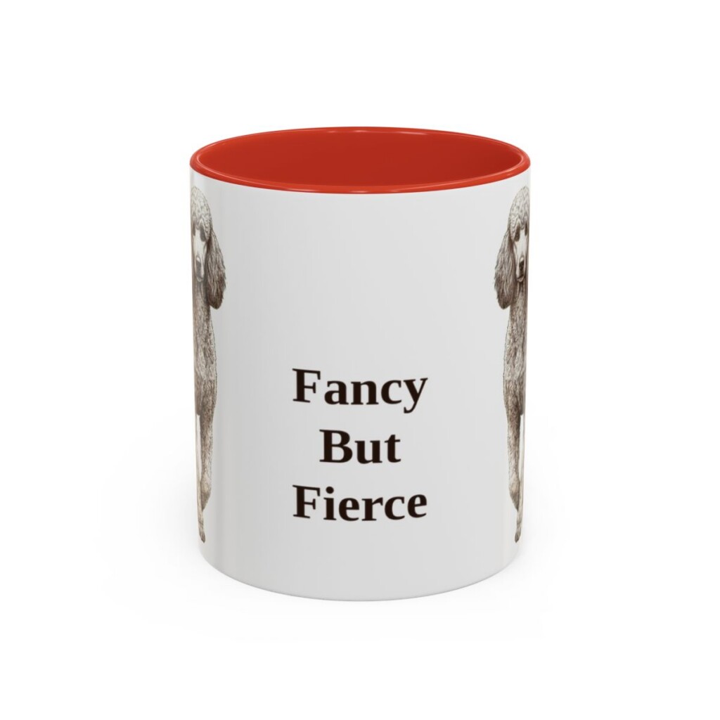 11oz Funny Poodle Mug, Red, front view