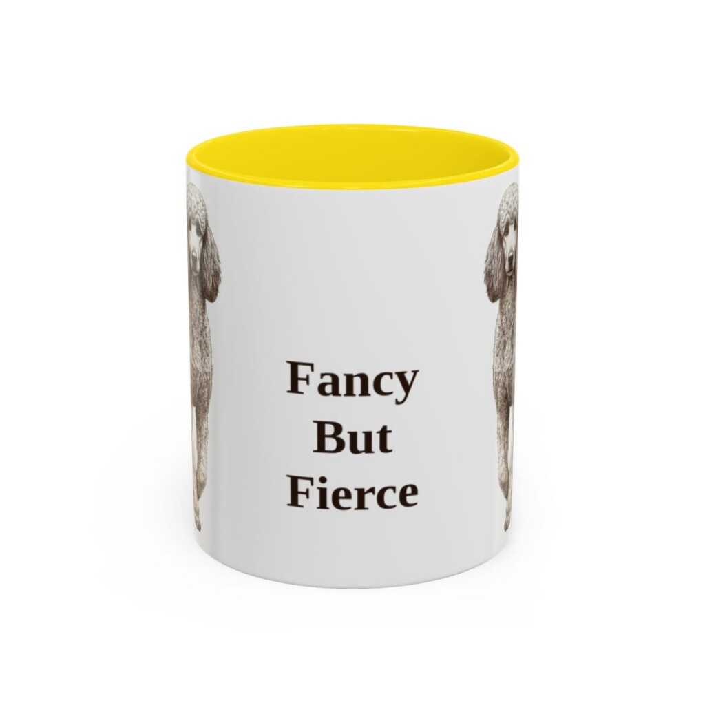 11oz Funny Poodle Mug, Yellow, front view