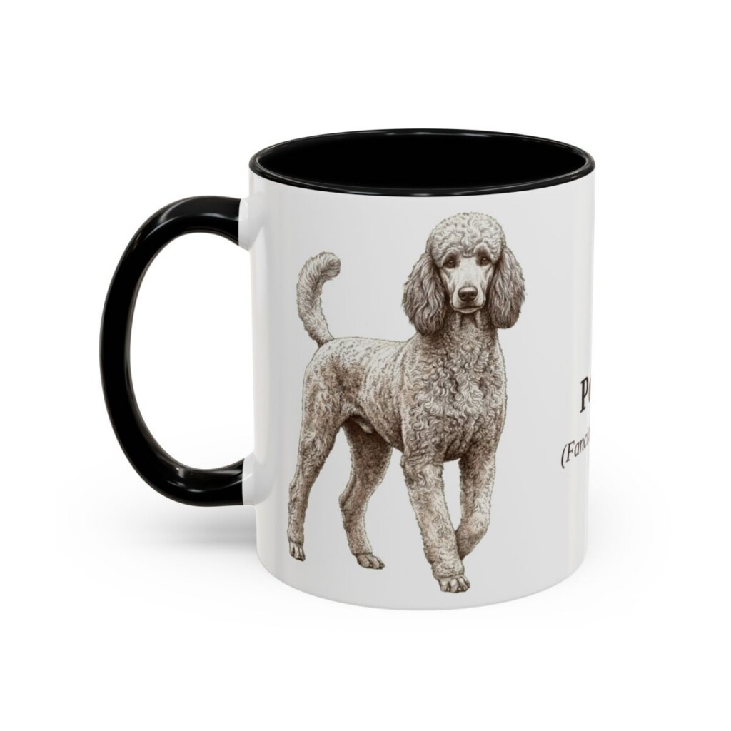 11oz Poodle Latin Mug, Black, left side view