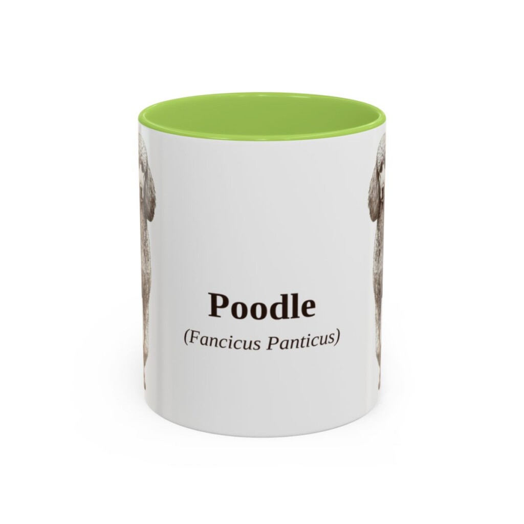 11oz Poodle Latin Mug, Light Green, front view