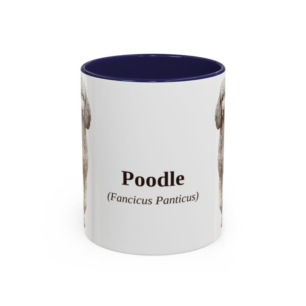 11oz Poodle Latin Mug, Navy, front view
