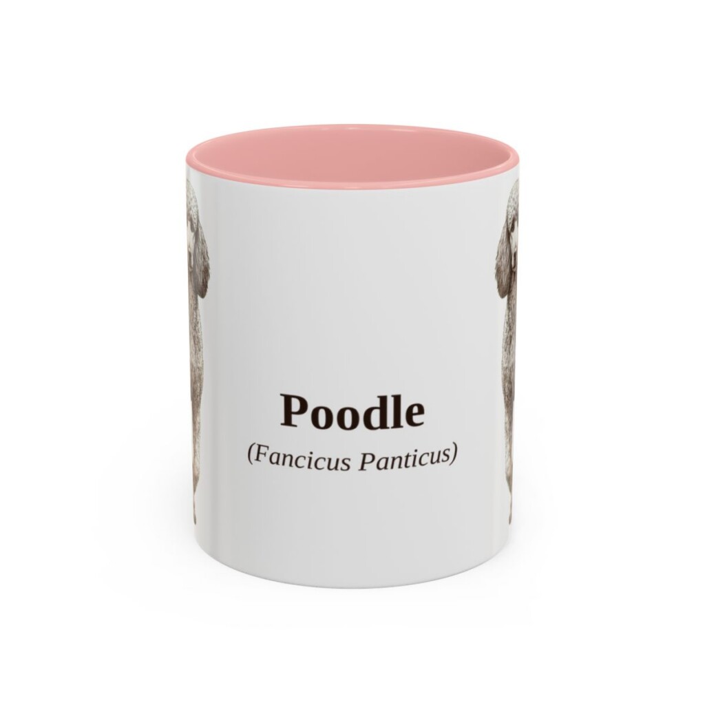 11oz Poodle Latin Mug, Pink, front view