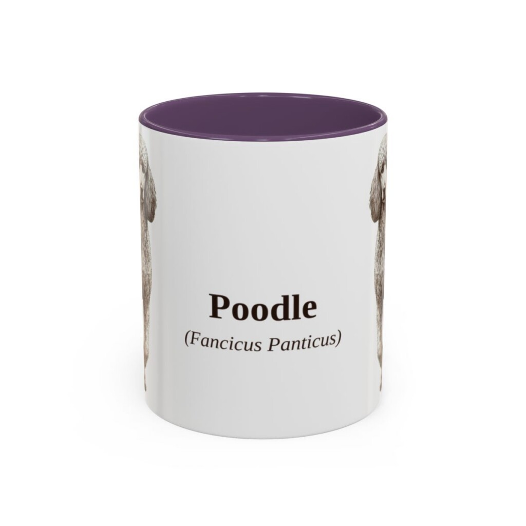 11oz Poodle Latin Mug, Purple, front view