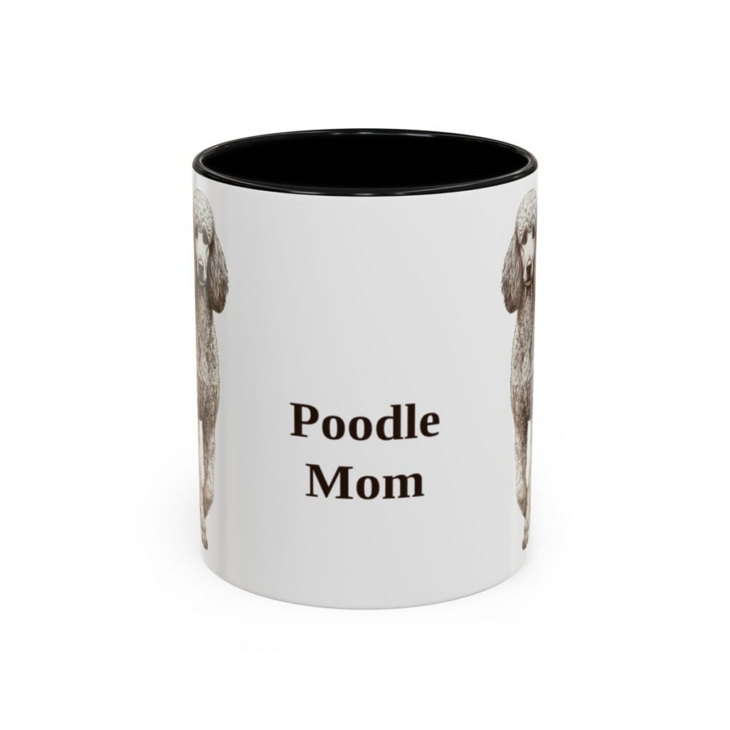11oz Poodle Dog Mom Mug, Black, front view