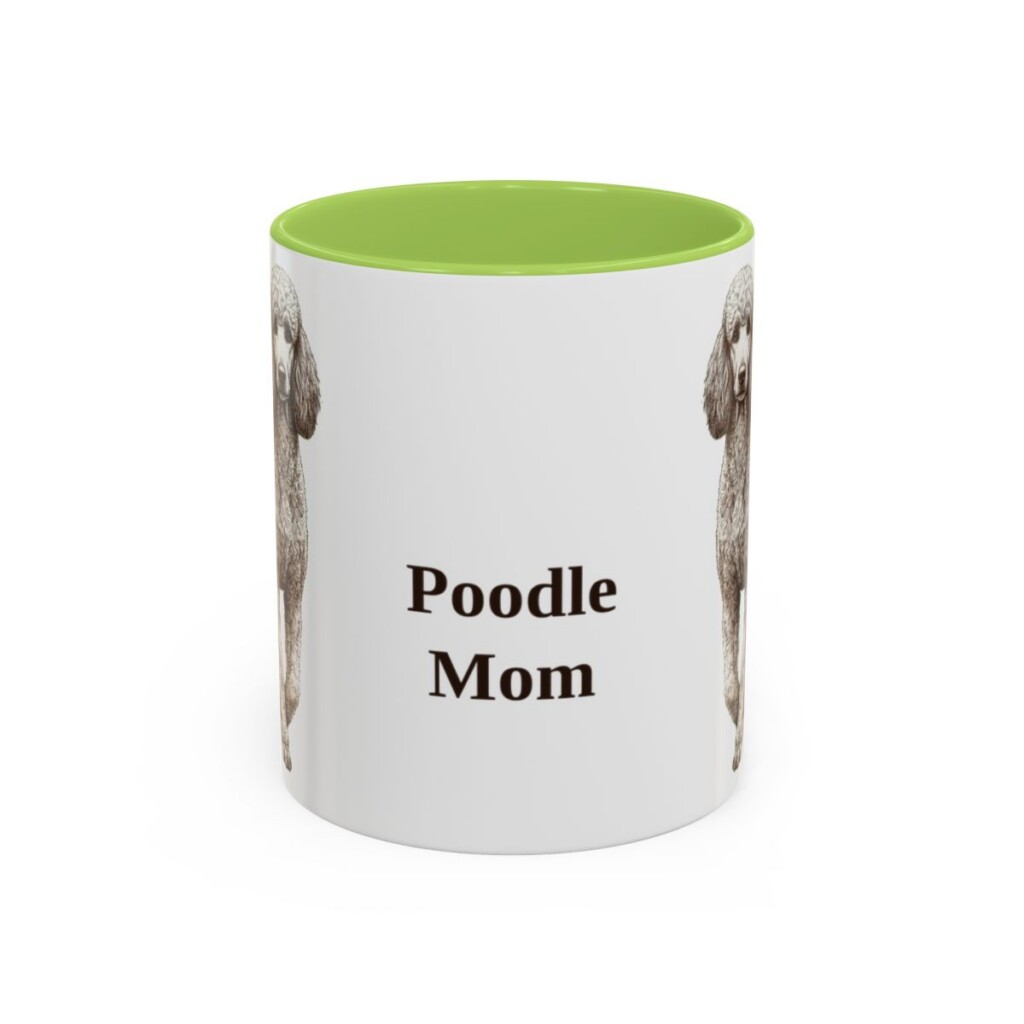 11oz Poodle Dog Mom Mug, Light Green, front view
