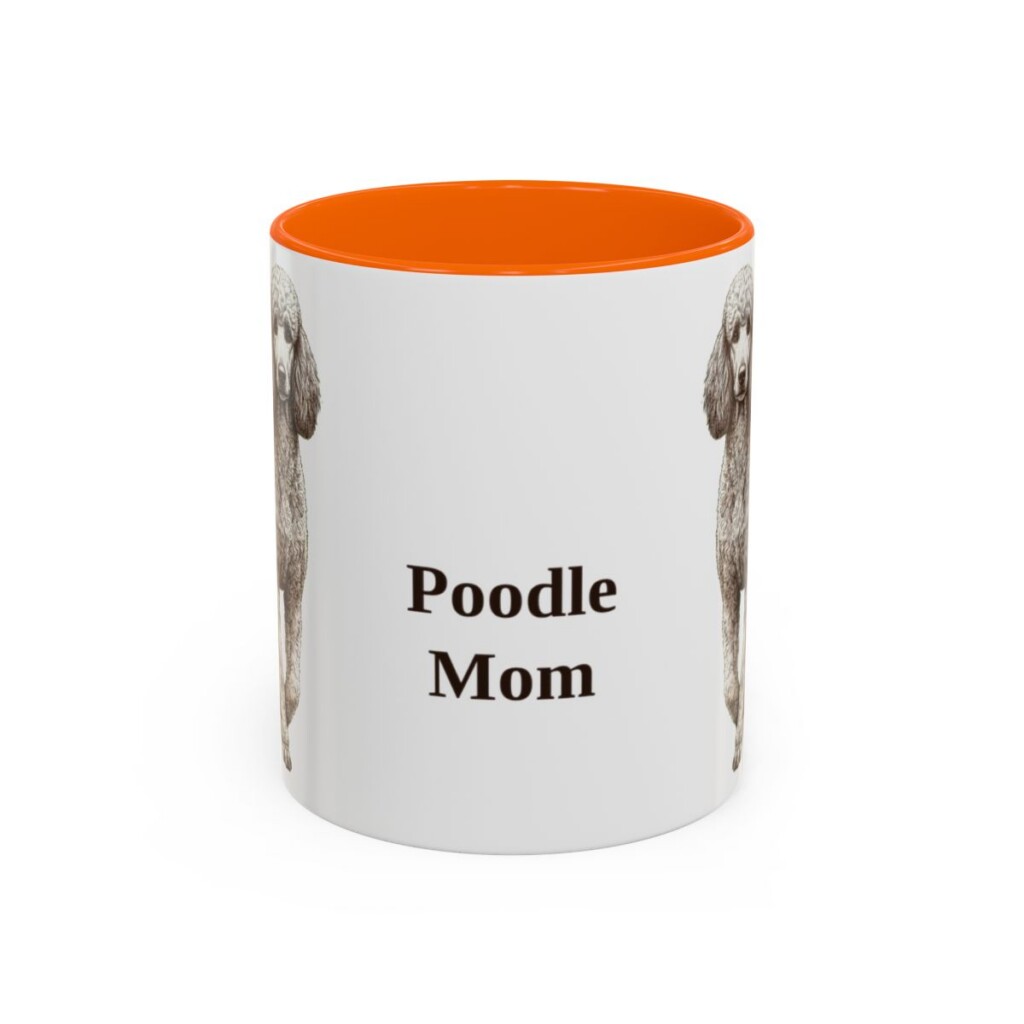 11oz Poodle Dog Mom Mug, Orange, front view