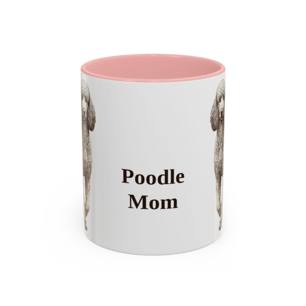 11oz Poodle Dog Mom Mug, Pink, front view