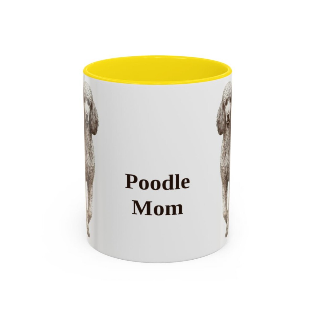 11oz Poodle Dog Mom Mug, Yellow, front view