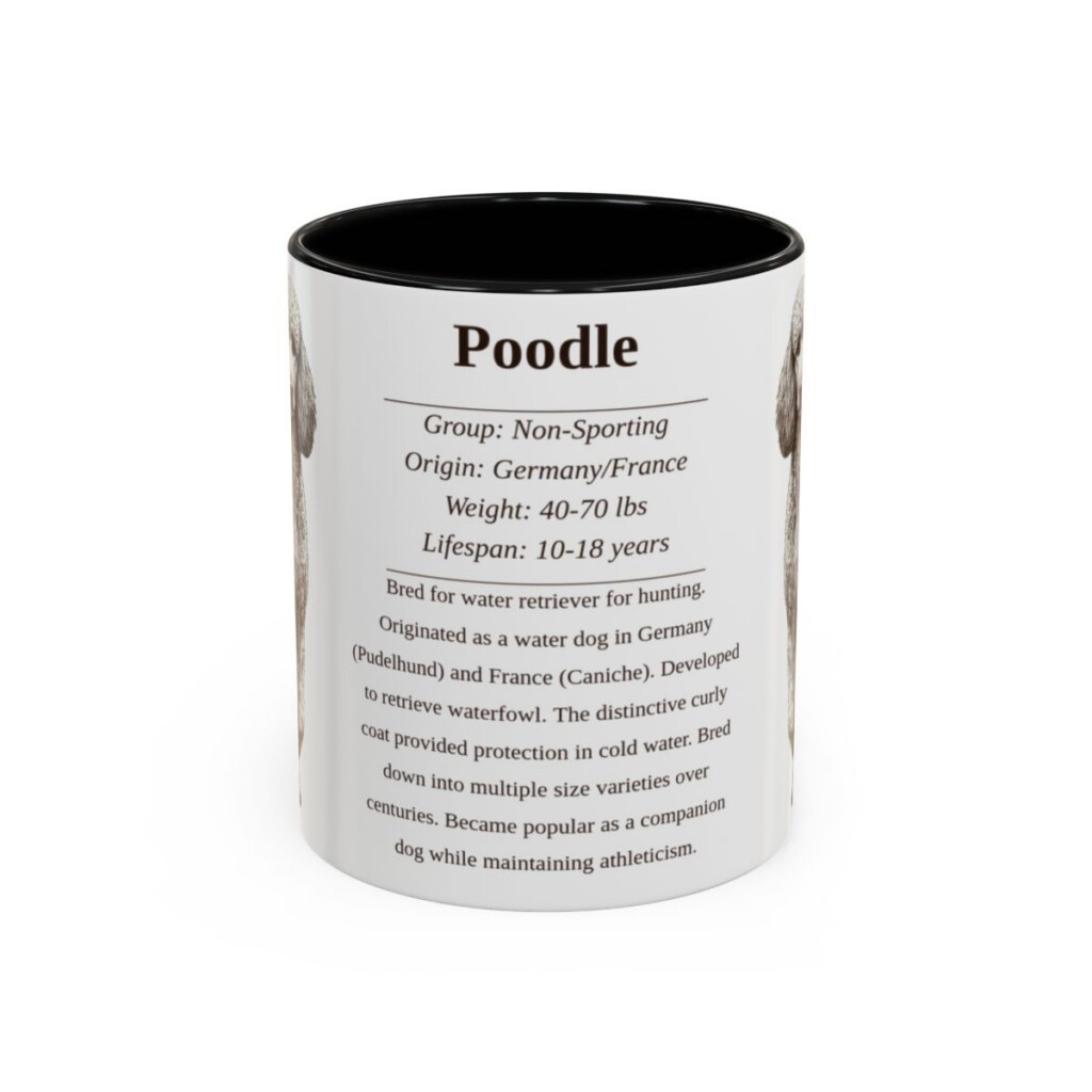11oz Poodle Mug, Black, front view