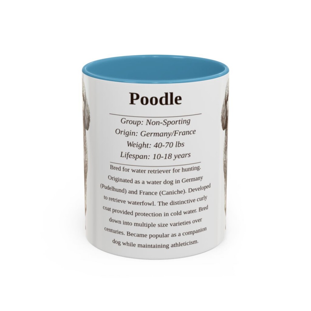11oz Poodle Mug, Light Blue, front view