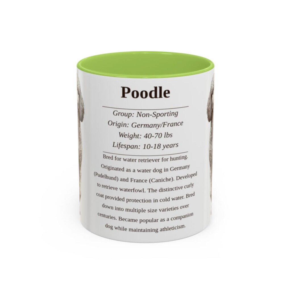 11oz Poodle Mug, Light Green, front view