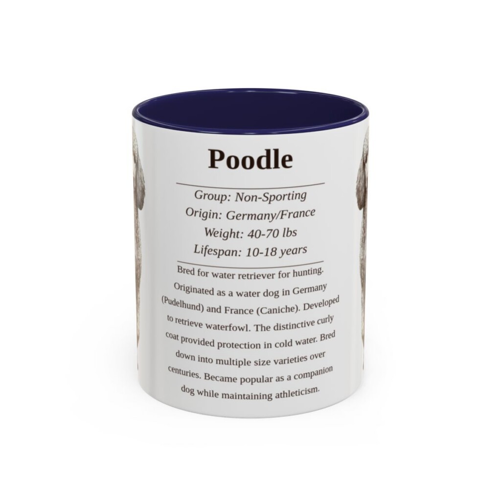 11oz Poodle Mug, Navy, front view