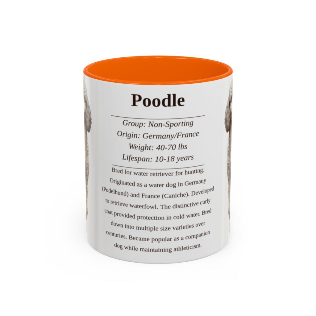 11oz Poodle Mug, Orange, front view