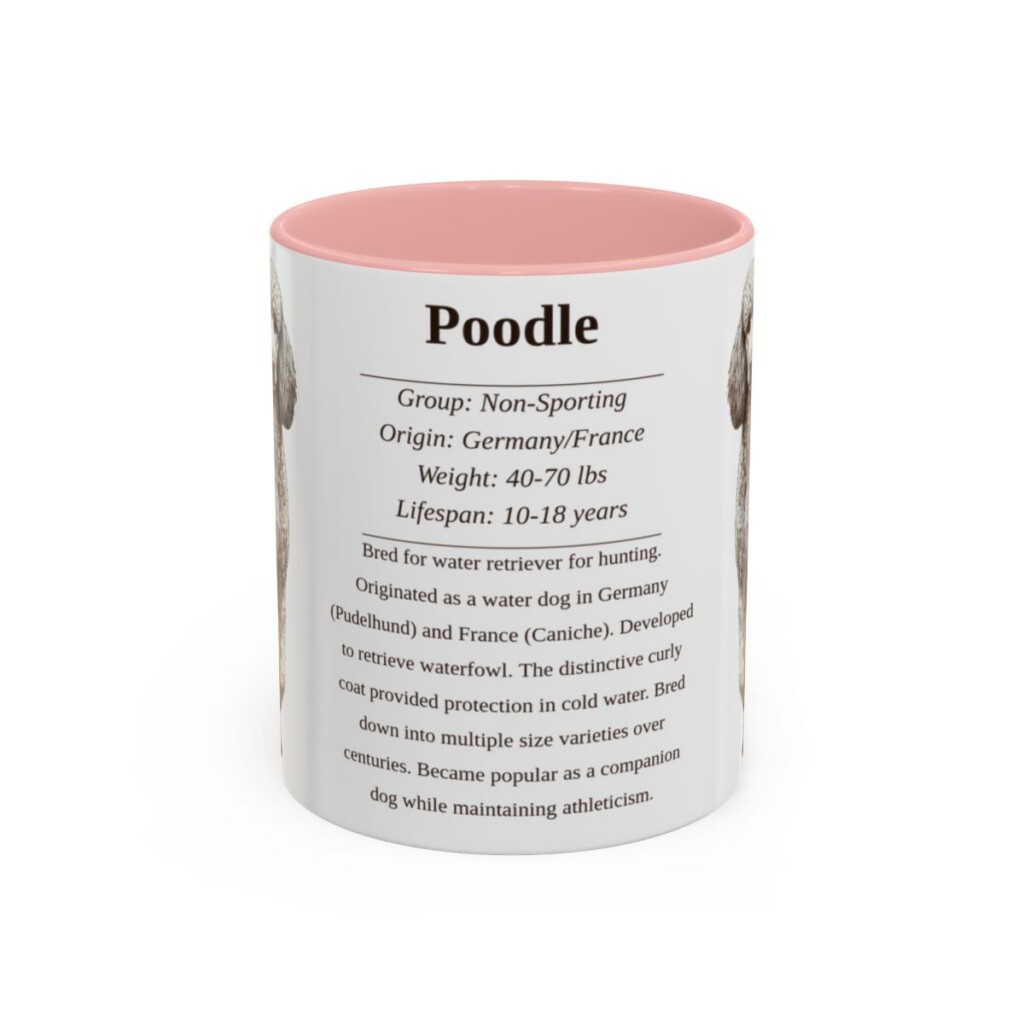 11oz Poodle Mug, Pink, front view