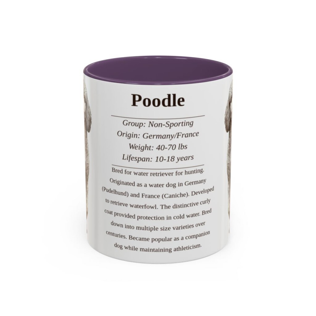 11oz Poodle Mug, Purple, front view