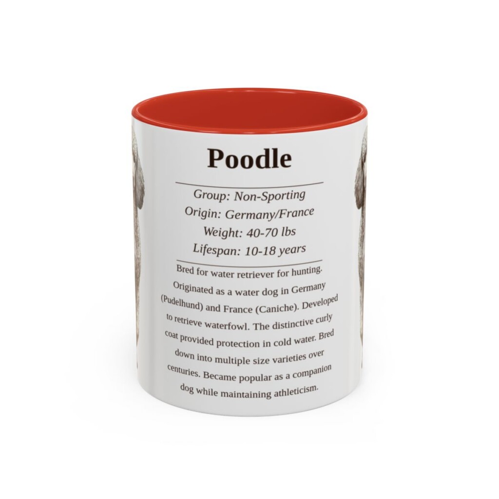 11oz Poodle Mug, Red, front view