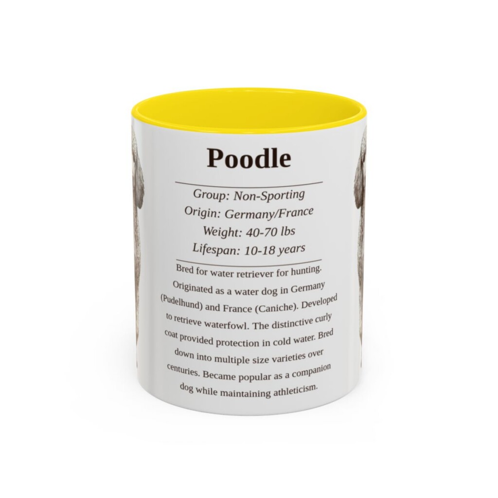 11oz Poodle Mug, Yellow, front view