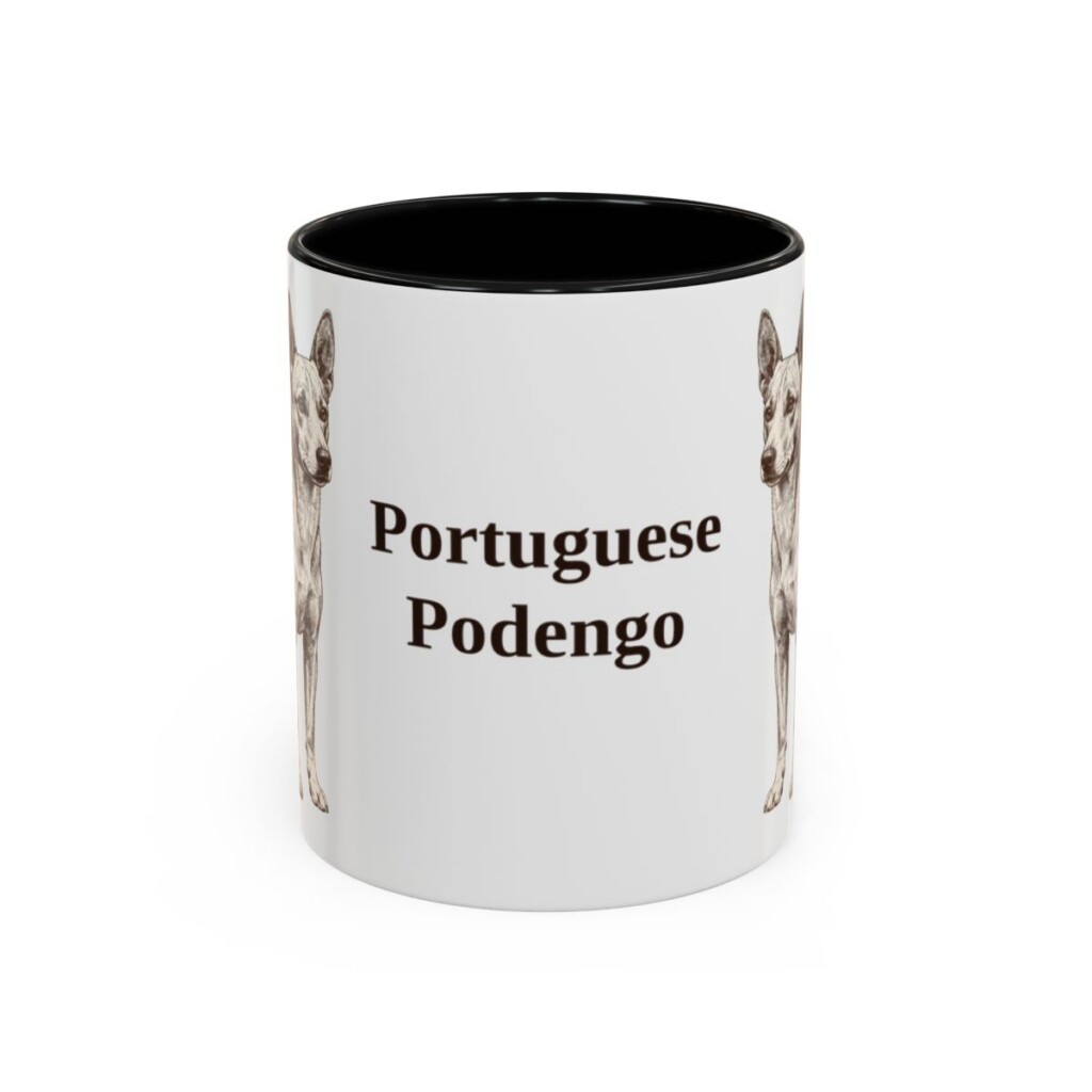 11oz Portuguese Podengo Mug, Black, front view
