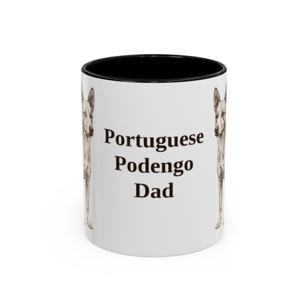 11oz Portuguese Podengo Dog Dad Mug, Black, front view