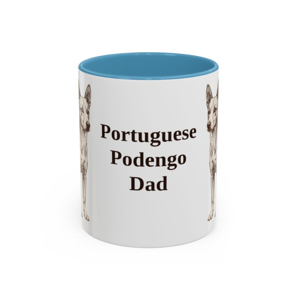 11oz Portuguese Podengo Dog Dad Mug, Light Blue, front view