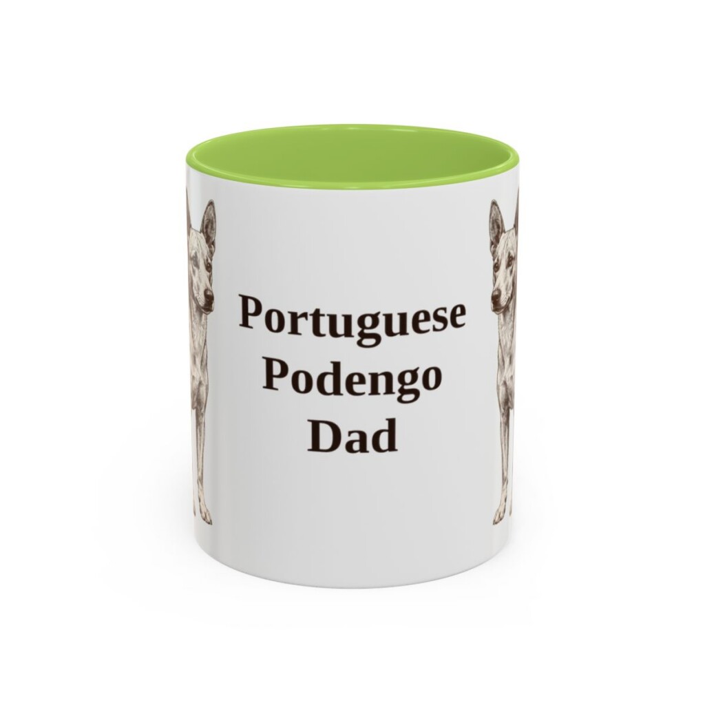 11oz Portuguese Podengo Dog Dad Mug, Light Green, front view