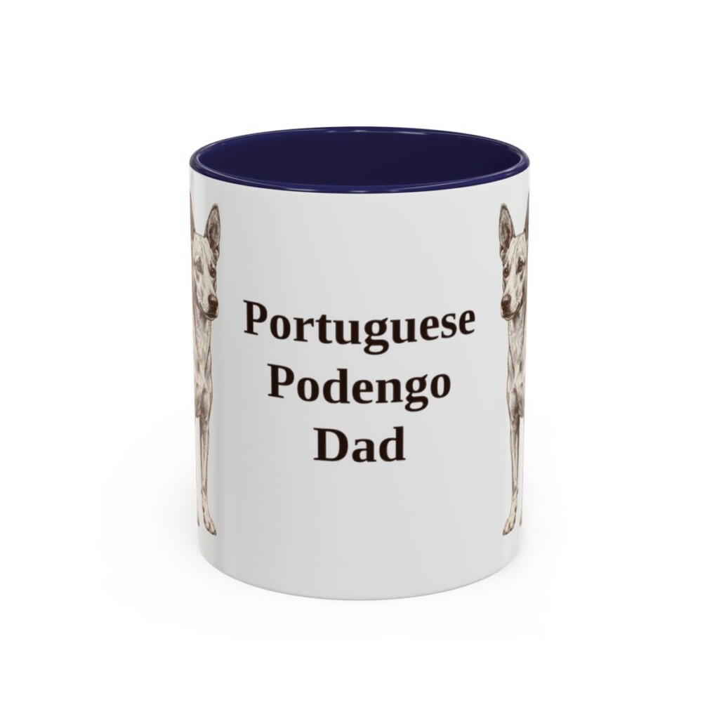 11oz Portuguese Podengo Dog Dad Mug, Navy, front view