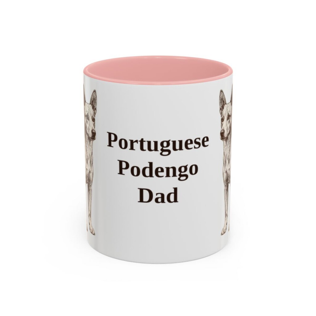 11oz Portuguese Podengo Dog Dad Mug, Pink, front view