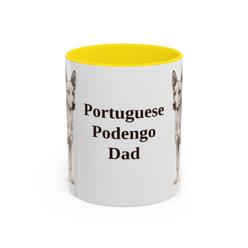11oz Portuguese Podengo Dog Dad Mug, Yellow, front view