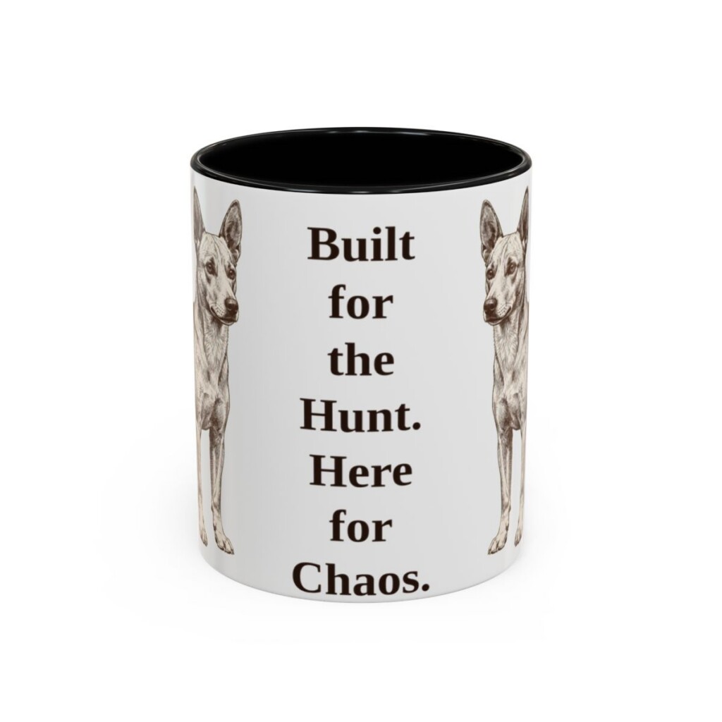 11oz-portuguese-podengo-mug-humor-black-front 11oz Funny Portuguese Podengo Mug, Black, front view