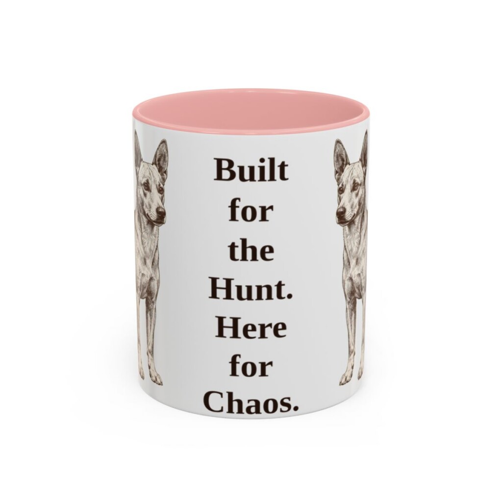 11oz-portuguese-podengo-mug-humor-pink 11oz Funny Portuguese Podengo Mug, Pink, front view