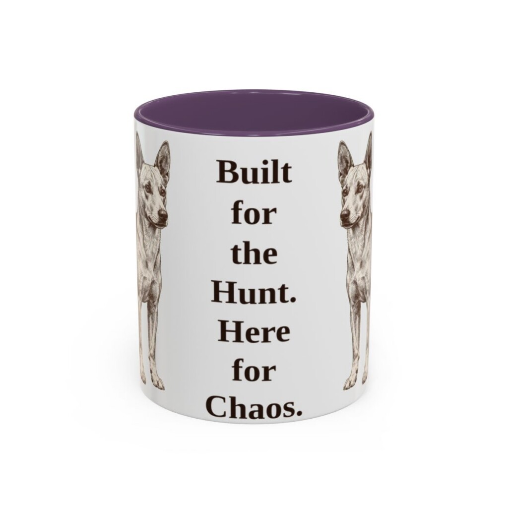 11oz-portuguese-podengo-mug-humor-purple 11oz Funny Portuguese Podengo Mug, Purple, front view