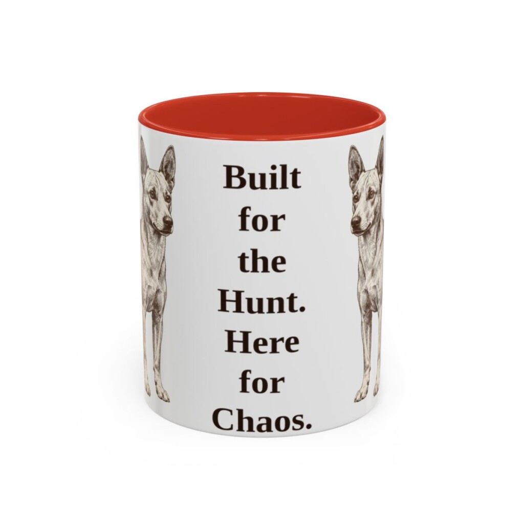 11oz-portuguese-podengo-mug-humor-red 11oz Funny Portuguese Podengo Mug, Red, front view
