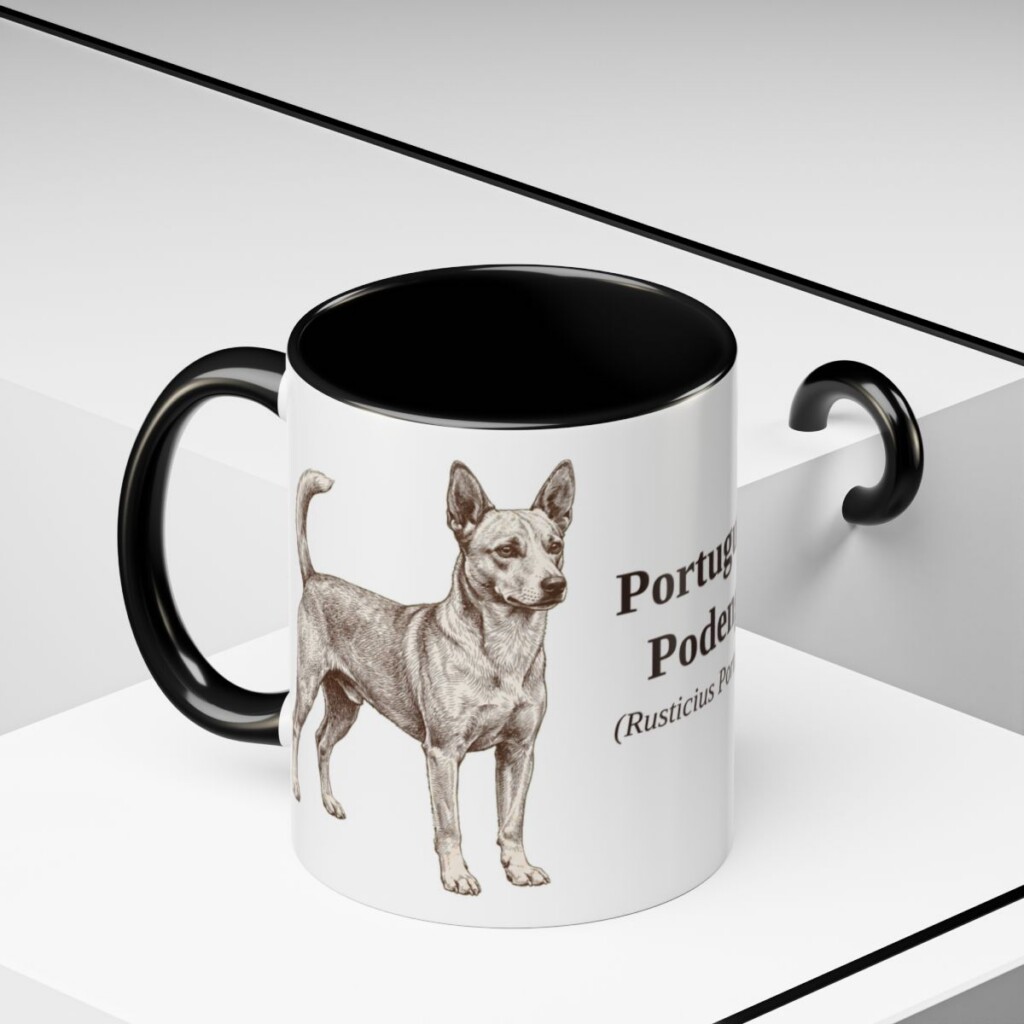 11oz-portuguese-podengo-mug-latin-black-context-2 11oz Portuguese Podengo Latin Mug, Black, lifestyle photo