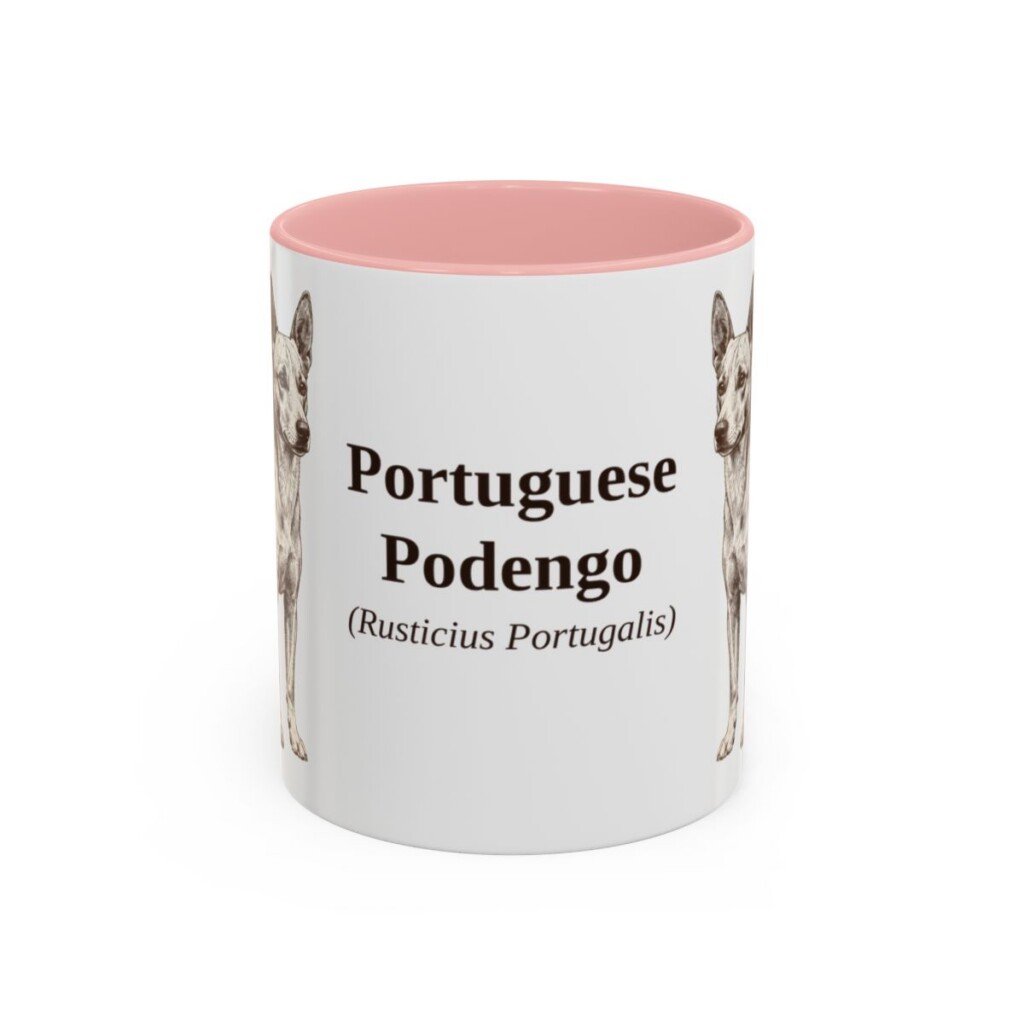 11oz-portuguese-podengo-mug-latin-pink 11oz Portuguese Podengo Latin Mug, Pink, front view