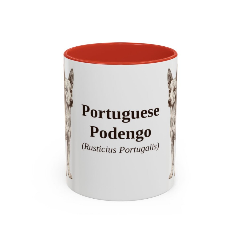 11oz-portuguese-podengo-mug-latin-red 11oz Portuguese Podengo Latin Mug, Red, front view