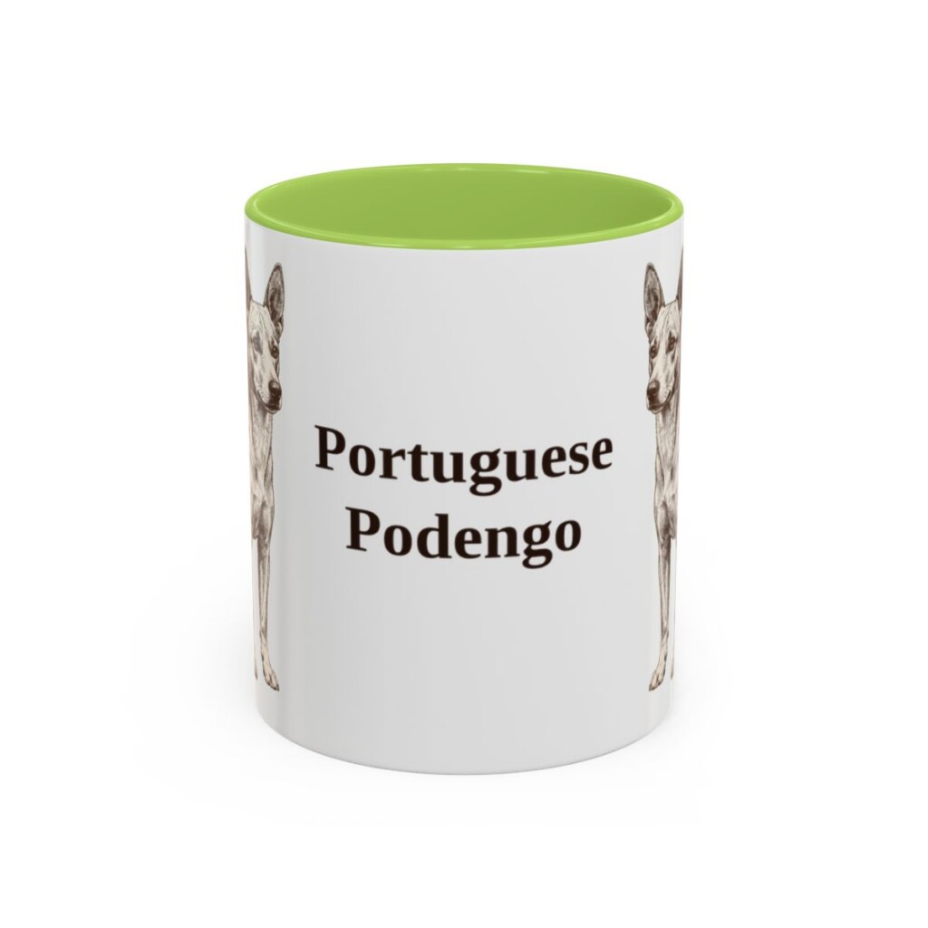 11oz Portuguese Podengo Mug, Light Green, front view