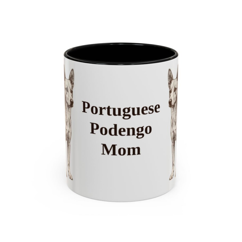 11oz-portuguese-podengo-mug-mom-black-front 11oz Portuguese Podengo Dog Mom Mug, Black, front view