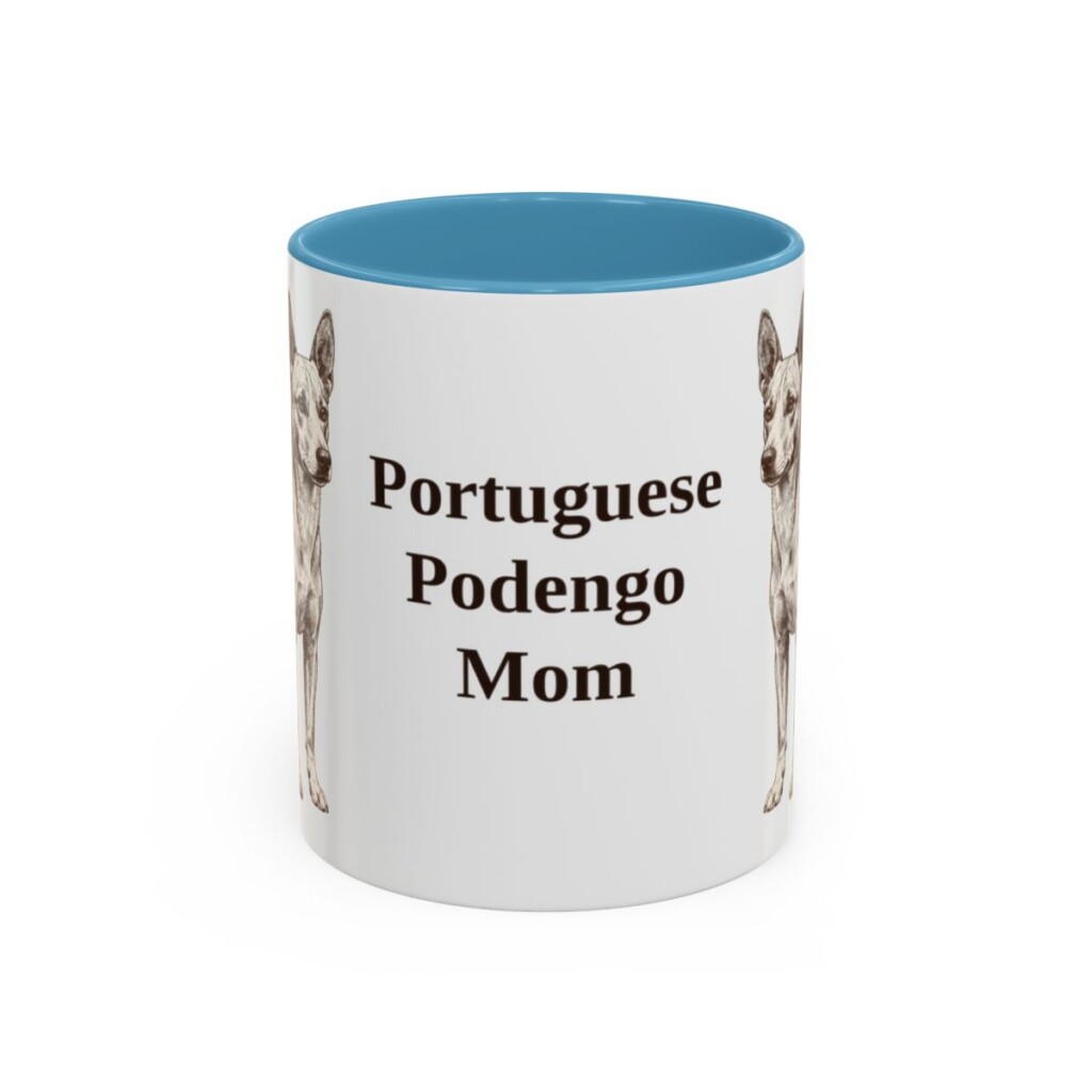 11oz-portuguese-podengo-mug-mom-light-blue 11oz Portuguese Podengo Dog Mom Mug, Light Blue, front view
