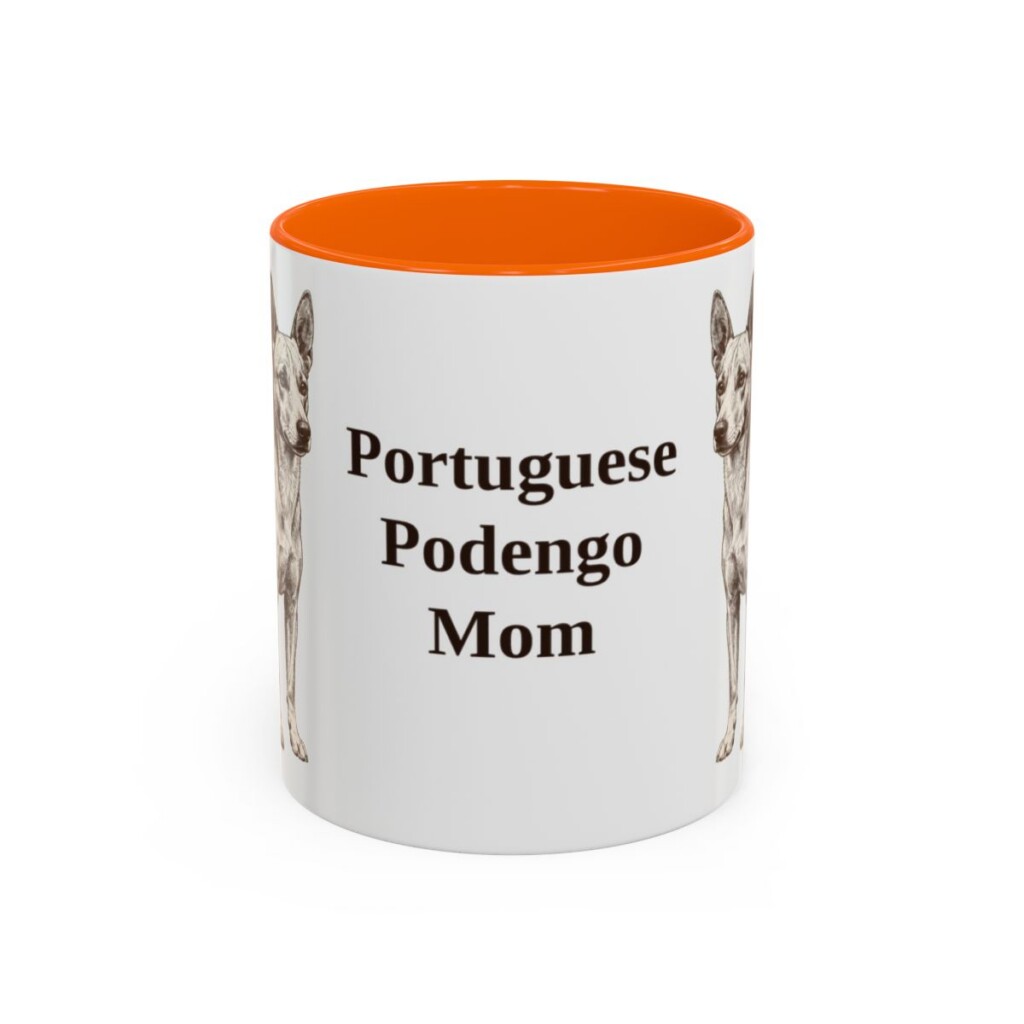 11oz-portuguese-podengo-mug-mom-orange 11oz Portuguese Podengo Dog Mom Mug, Orange, front view