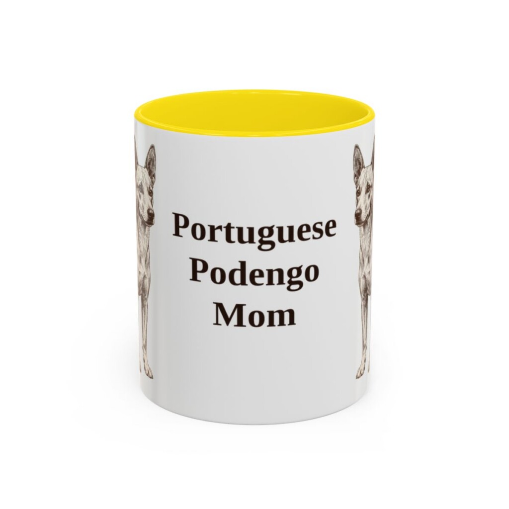 11oz-portuguese-podengo-mug-mom-yellow 11oz Portuguese Podengo Dog Mom Mug, Yellow, front view